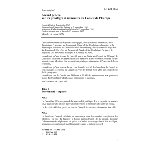 Ac.genér.priv.immunités Conseil l'Europe