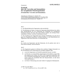 Prot.der europäisch.Patentorganisation