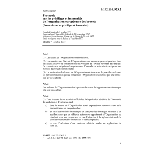 Prot.l'Organisation europ.des brevet