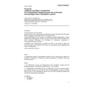 Prot.l'Organ.europ.recherch.astronomique