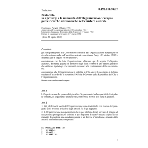 Prot.d.'Organ.europea ricerche astronom.
