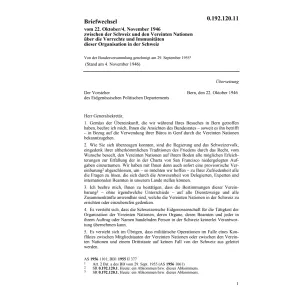 Vorr.zwischen Schweiz und Ver.Nationen.