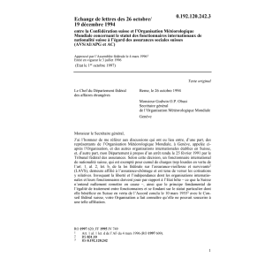 Echange de lettres, Org. Météorologique