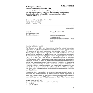 Echange de lettres, Org. Intern. Travail