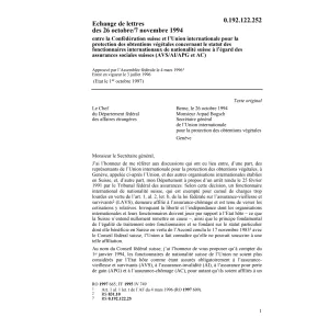 Echange de lettres, AVS/AI/APG//AC