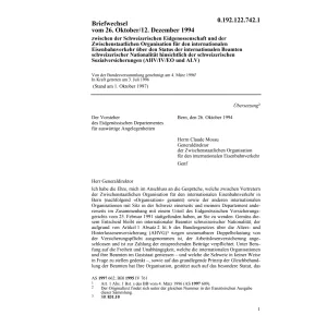 Briefwechsel CH - Org. Eisenbahnverkehr