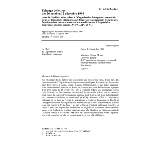 Echange de lettres Org. transports ferr.