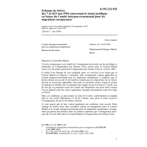 Echange de lettres migrations européenne