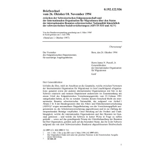 Briefwechsel CH-Int. Org. für Migration