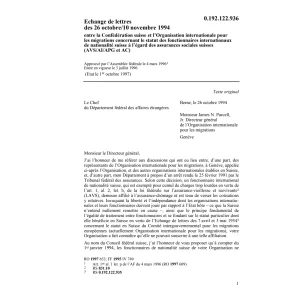 Echange de lettres CH-Org. p. migrations