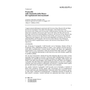 Prot. sulle immunità della Banca