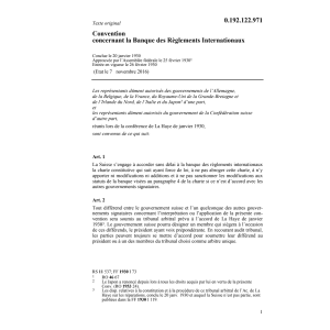 Conv.concernant Banque règlements int.