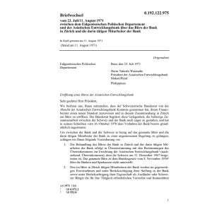 Briefwechsel EPD/Asiat.Entwicklungsbank
