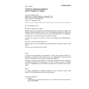 Tr. règelment judiciaire CH-Japon