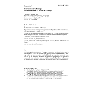 Conv. d'arbitrage CH-Suède-Norvège