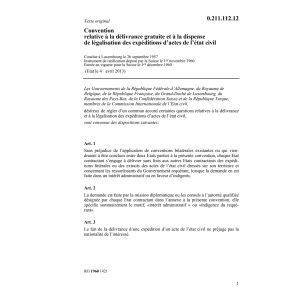 Conv. délivrance d'actes de l'état civil
