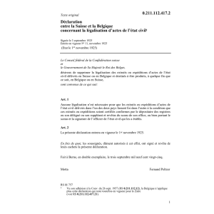 Décl. B législation d'actes état civil