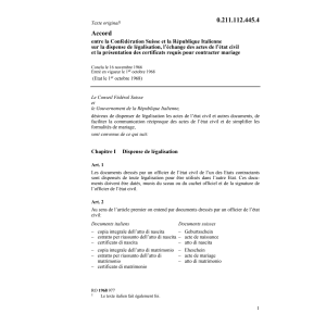 Ac. Italie actes de l'état civil