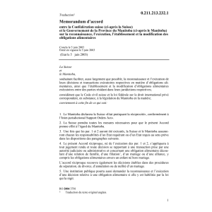 Memo.d'ac.Prov.Manitoba oblig.alimentair