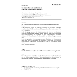 Europ. Übereink. Adoption von Kindern