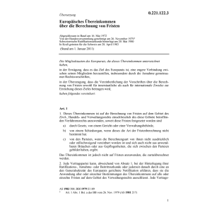 Europ. Übereink Berechtigung von Fristen