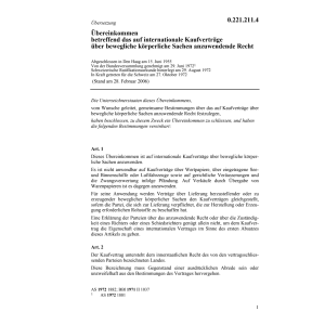 Übereink. Kaufverträge bewegliche Sachen