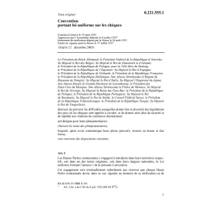 Conv. loi uniforme sur les chèques