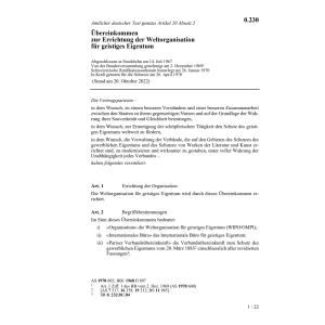 Übereink. Weltorg. geistiges Eigentum