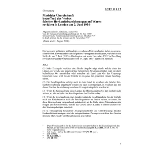Madrider Übereink. Herkunftsbezeichnung