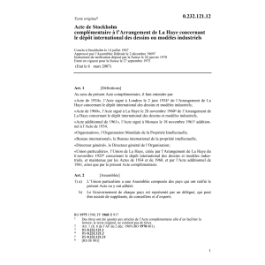 Acte compl. Stockholm dessins, modèles