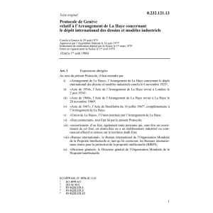 Prot. de Genève dessins, modèles