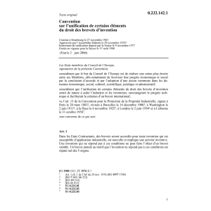 Conv. unvification de certains éléments