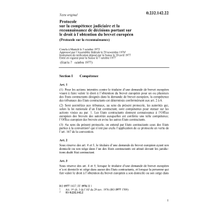 Prot. compétence judiciaire brevet