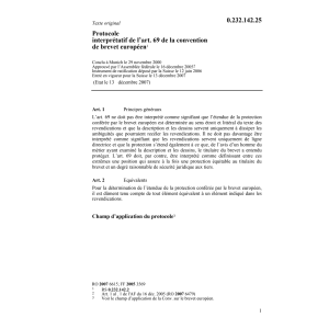 Prot. interprétatif de l'art 69