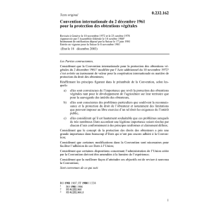 Conv. protection obtentions végétales