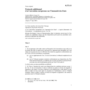 Prot. add. immunité des Etats