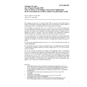 Echange de notes Pologne procédure civil