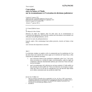 Conv. décisions judiciaires Italie