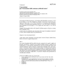 Conv. esecuzione sentenze arbitrali