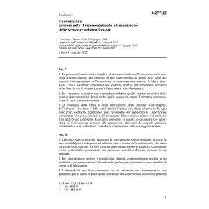Conv. riconoscimento sentenze arbitrali