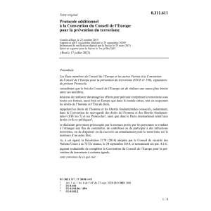 Prot. ad. Conseil de l`Europe terrorisme