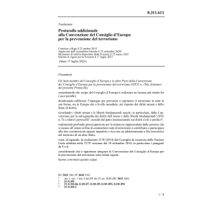 Prot. add. Consiglio d`Europa terrorismo