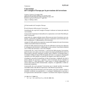 Conv. Consiglio d`Europa terrorismo