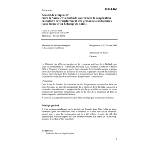 Ac. réciprocité Barbade transfèr. Condam