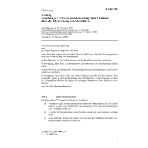Vertrag Thailand Überstellung Straftäter