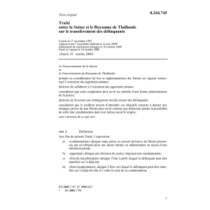 Traité Thaïland transfèrement délinquant