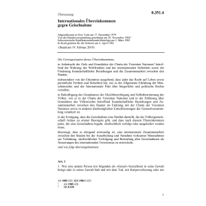 Intern.Übereink. gegen Geiselnahme