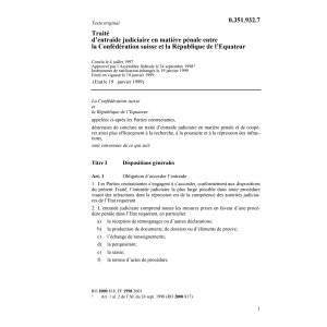 Entraide judiciaire pénale avec Equateur