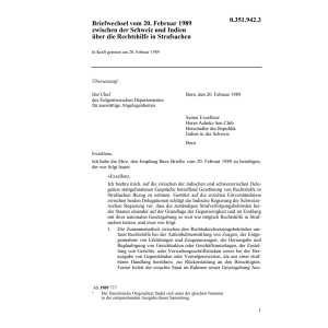 Briefwechsel CH-Indien Rechtshilfe