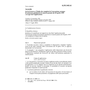 Accordo CH-Italia europea giudiziaria